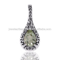 Green Amethyst 925 Solid Silver Pendant Jewelry